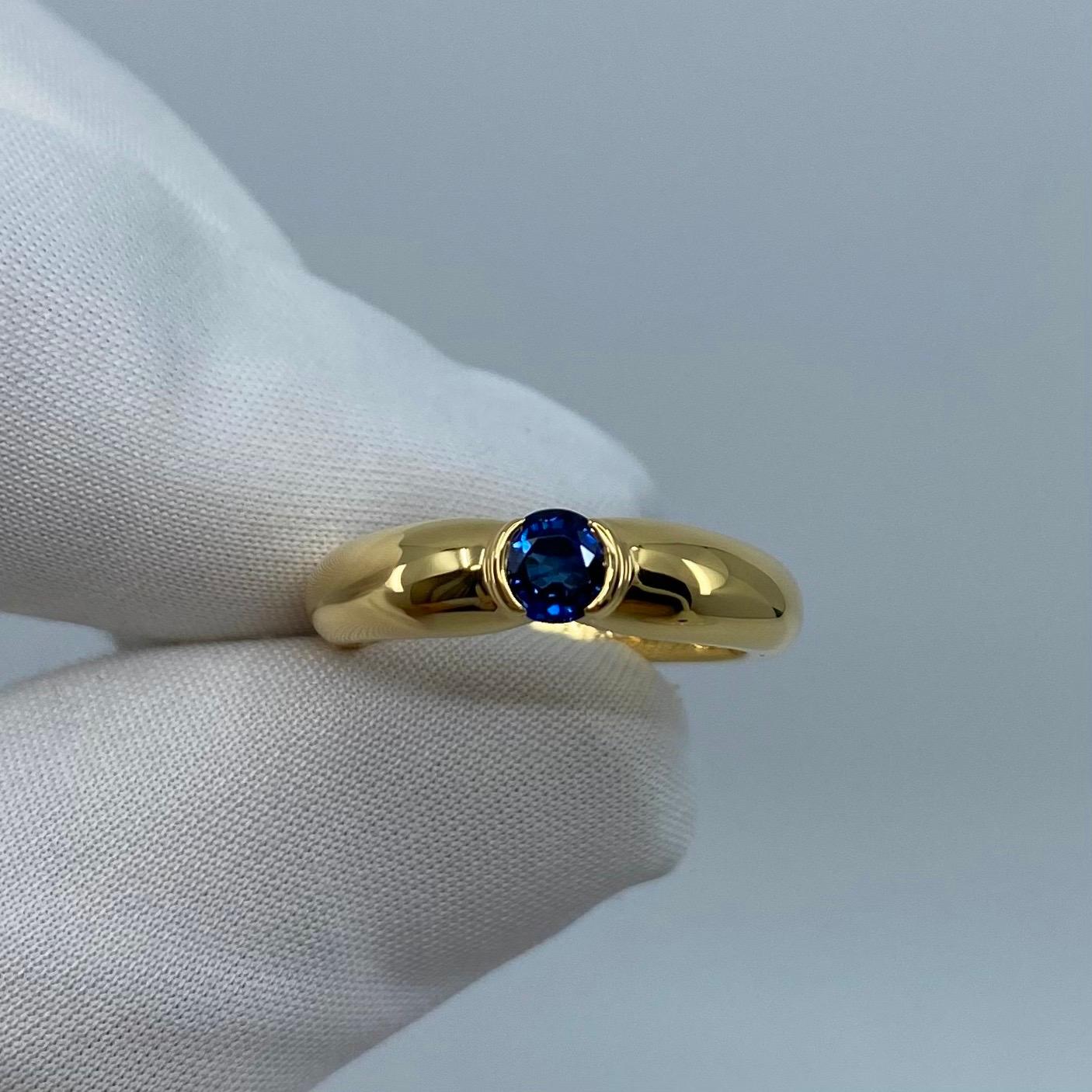 Vintage Cartier 0.55ct Blue Sapphire French Made 18k Yellow Gold Solitaire Ring 2