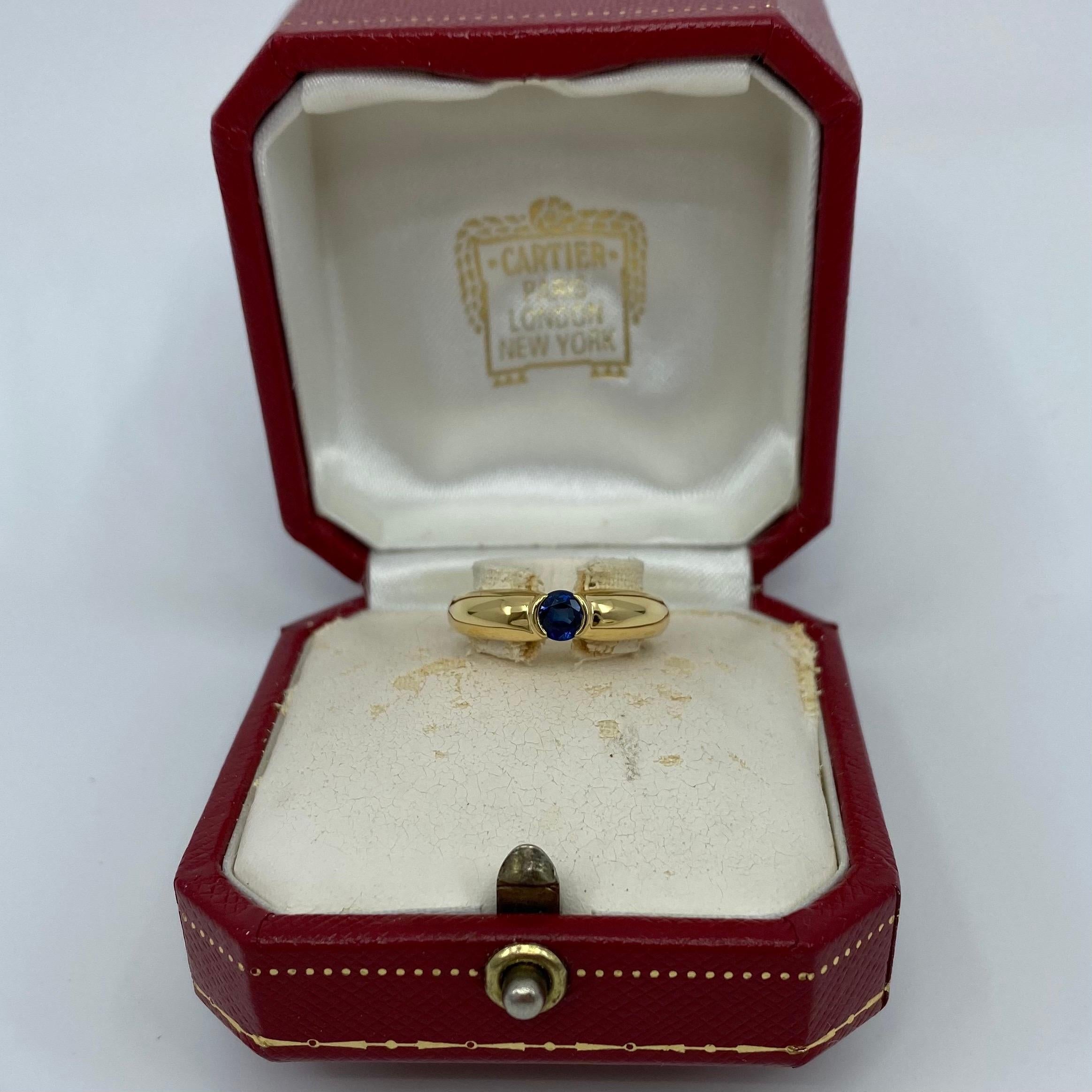 Vintage Cartier 0.55ct Blue Sapphire French Made 18k Yellow Gold Solitaire Ring 3