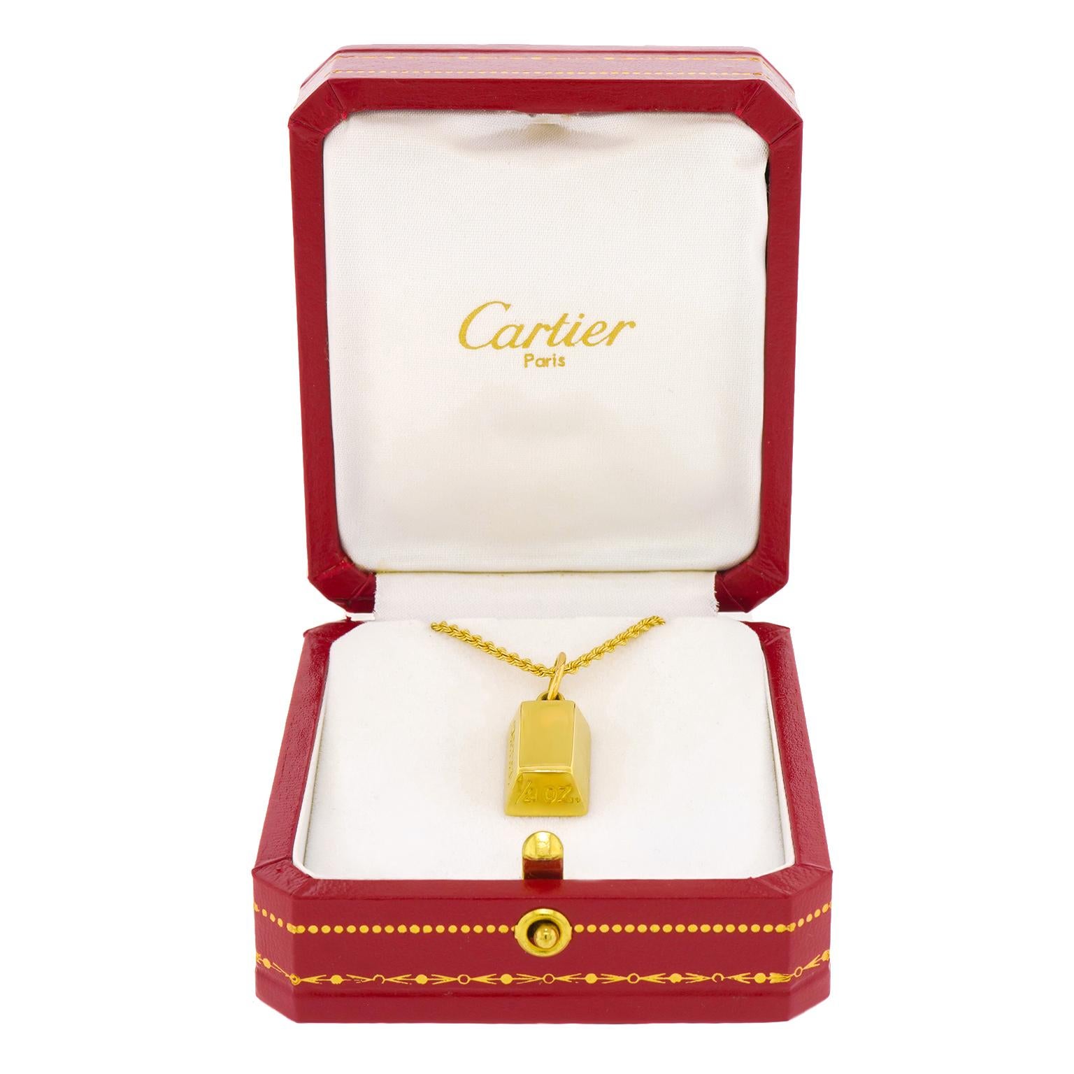Vintage Cartier 1/2 Oz, Gold Ingot Pendant 5