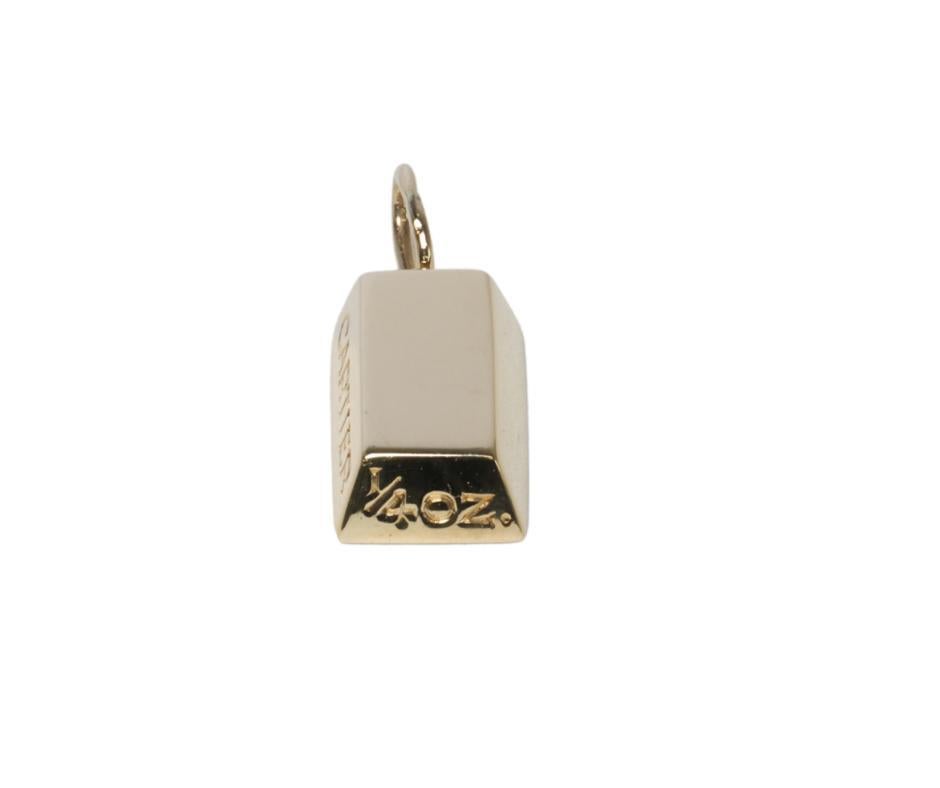 Vintage Cartier 1/4 OZ Gold Brick / Ingot Pendant 18k Yellow Gold 

    18k Yellow Gold - 9.3 G
    Dimensions - 17.2 x 8.0mm