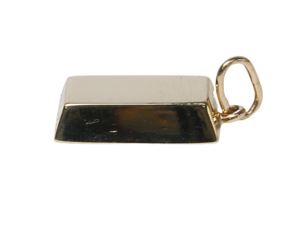 Modern Vintage Cartier 1/4 OZ Gold Brick / Ingot  Pendant 18k Yellow Gold