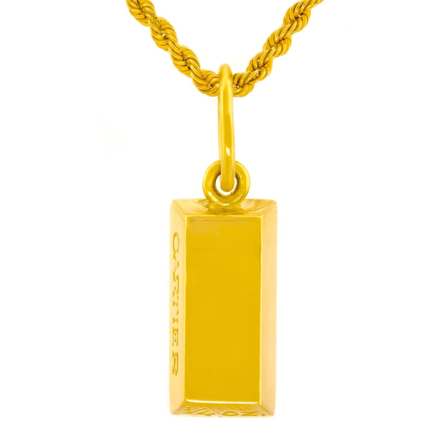 Vintage Cartier 1/4 oz. Gold Ingot Pendant 3