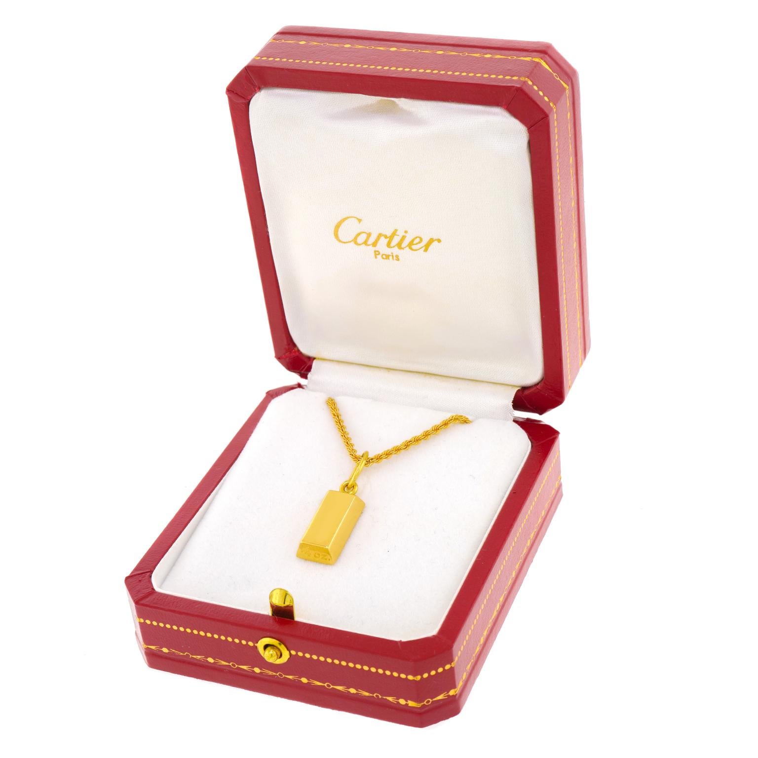 Vintage Cartier 1/4 oz. Gold Ingot Pendant 5