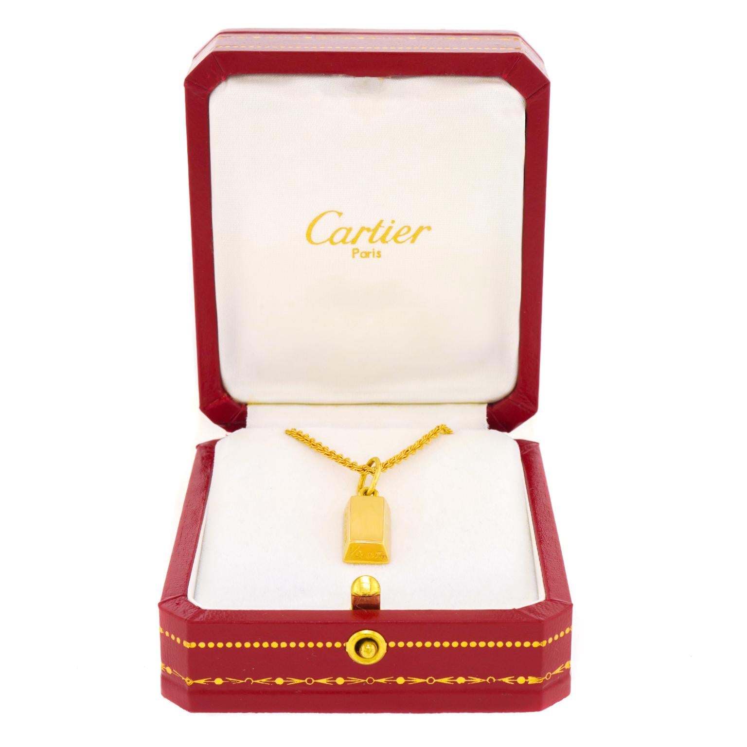 Vintage Cartier 1/4 oz. Goldbarren-Anhänger im Zustand „Hervorragend“ in Litchfield, CT