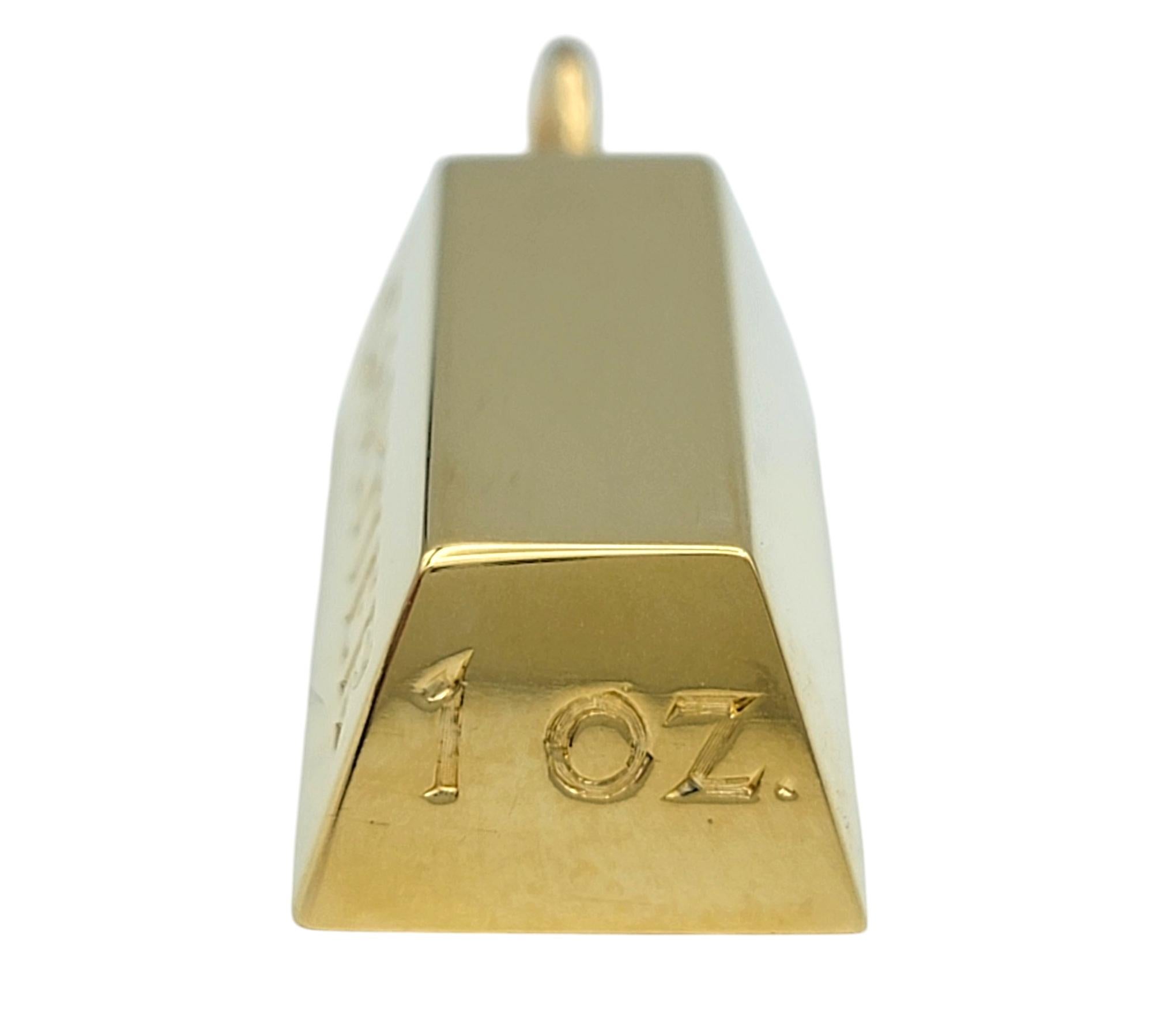 Contemporary Vintage Cartier 1 Ounce Gold Bar Ingot Pendant in Polished 18 Karat Yellow Gold