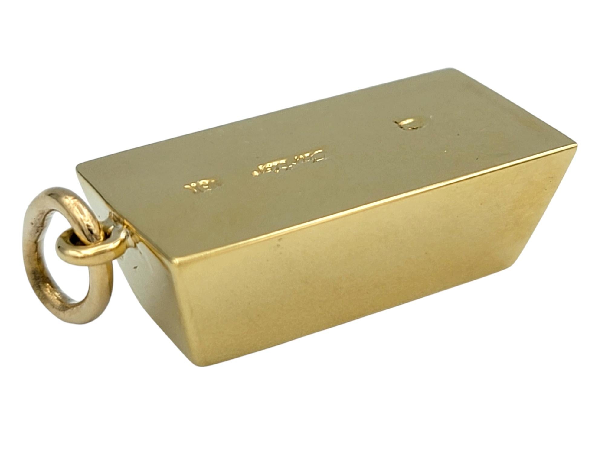 Vintage Cartier 1 Ounce Gold Bar Ingot Pendant in Polished 18 Karat Yellow Gold In Good Condition In Scottsdale, AZ