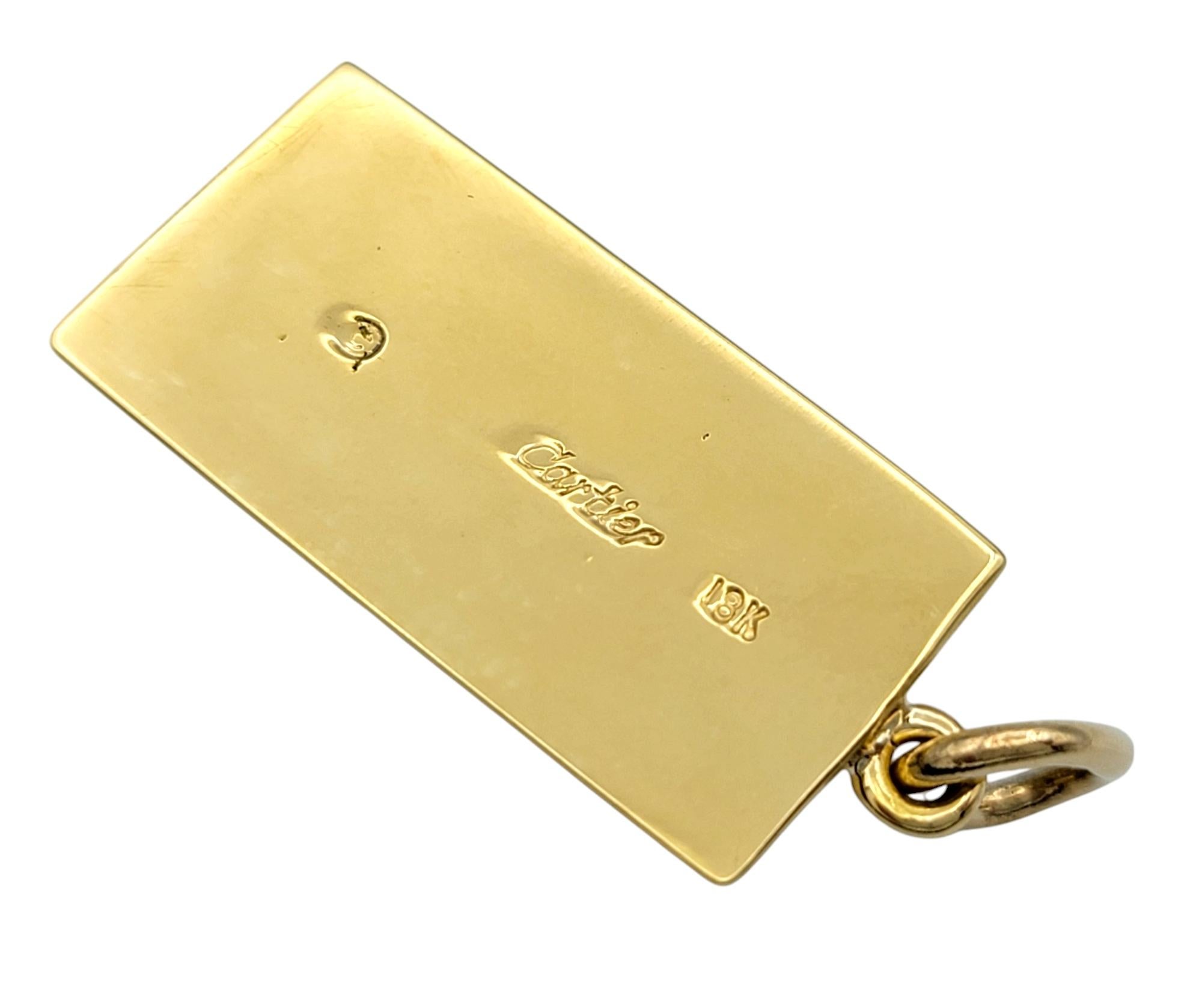 Women's or Men's Vintage Cartier 1 Ounce Gold Bar Ingot Pendant in Polished 18 Karat Yellow Gold
