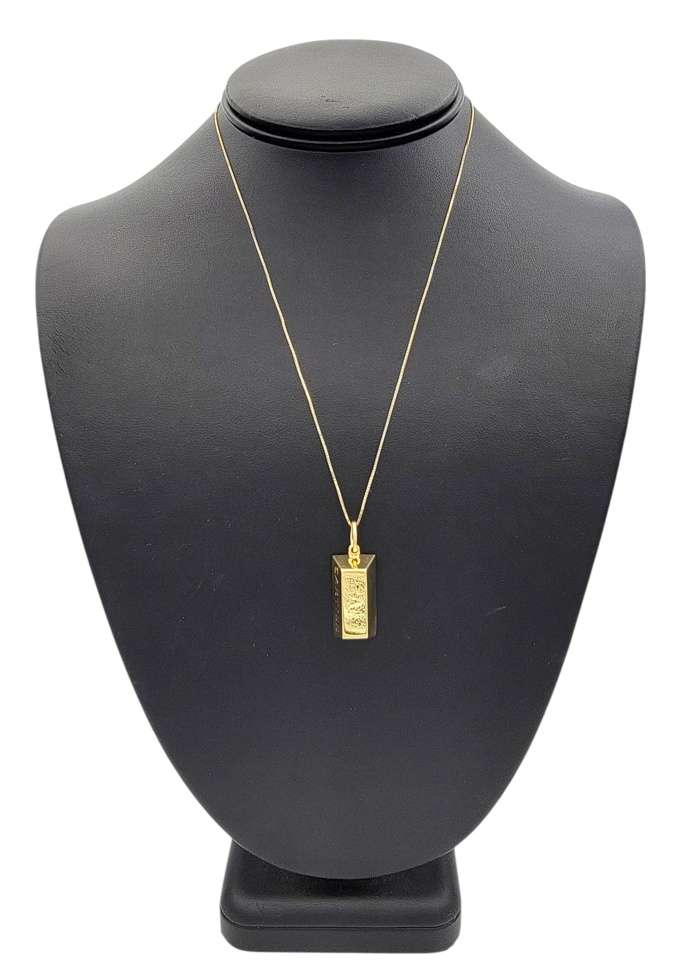 Vintage Cartier 1 Ounce Gold Bar Ingot Pendant in Polished 18 Karat Yellow Gold 2