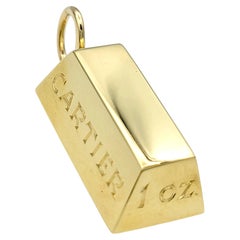 Vintage Cartier 1 Ounce Gold Bar Ingot Pendant in Polished 18 Karat Yellow Gold