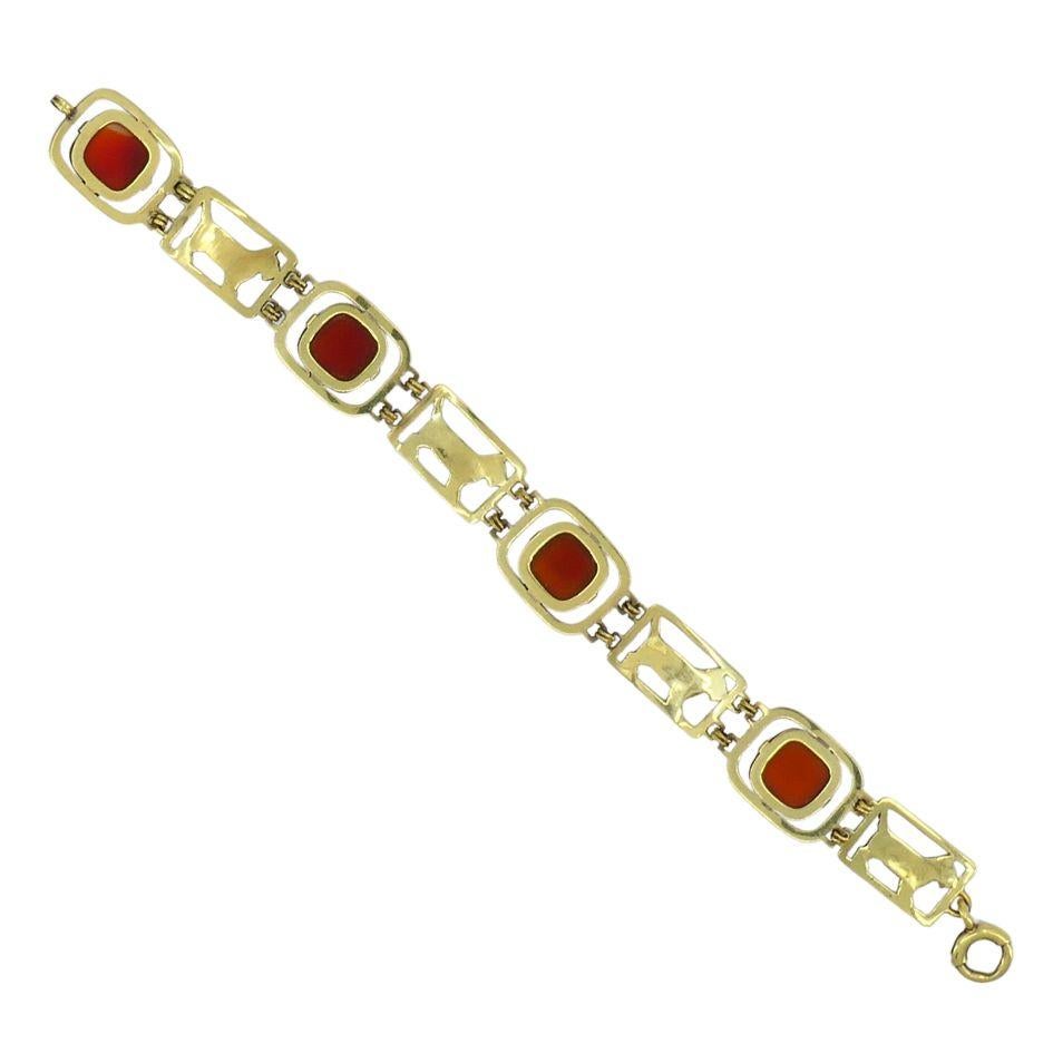 Cabochon Vintage Cartier 14k Carnelian Scottish Terrier Dog Bracelet For Sale