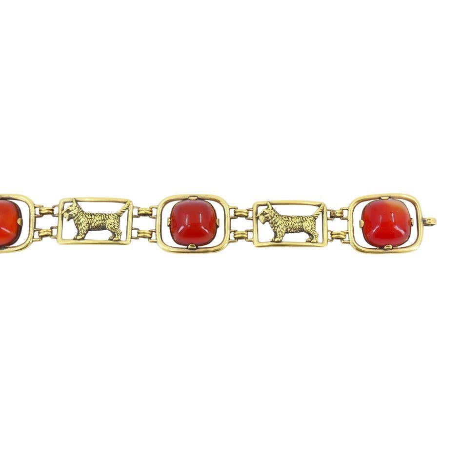 Women's Vintage Cartier 14k Carnelian Scottish Terrier Dog Bracelet For Sale