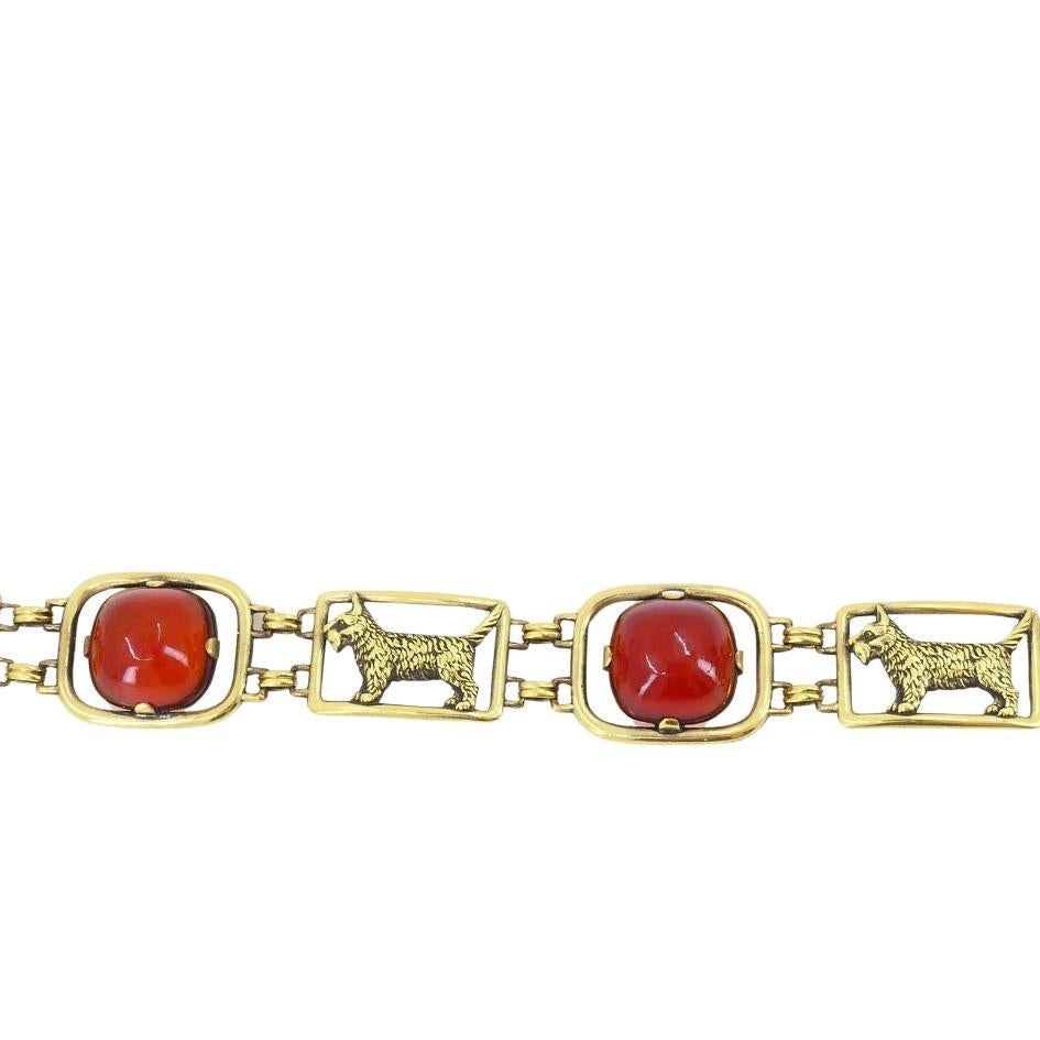 Vintage Cartier 14k Carnelian Scottish Terrier Dog Bracelet For Sale 2