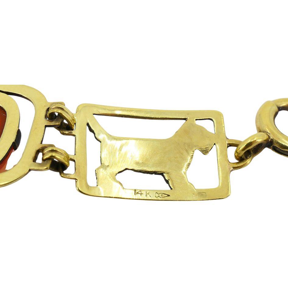Vintage Cartier 14k Carnelian Scottish Terrier Dog Bracelet For Sale 3