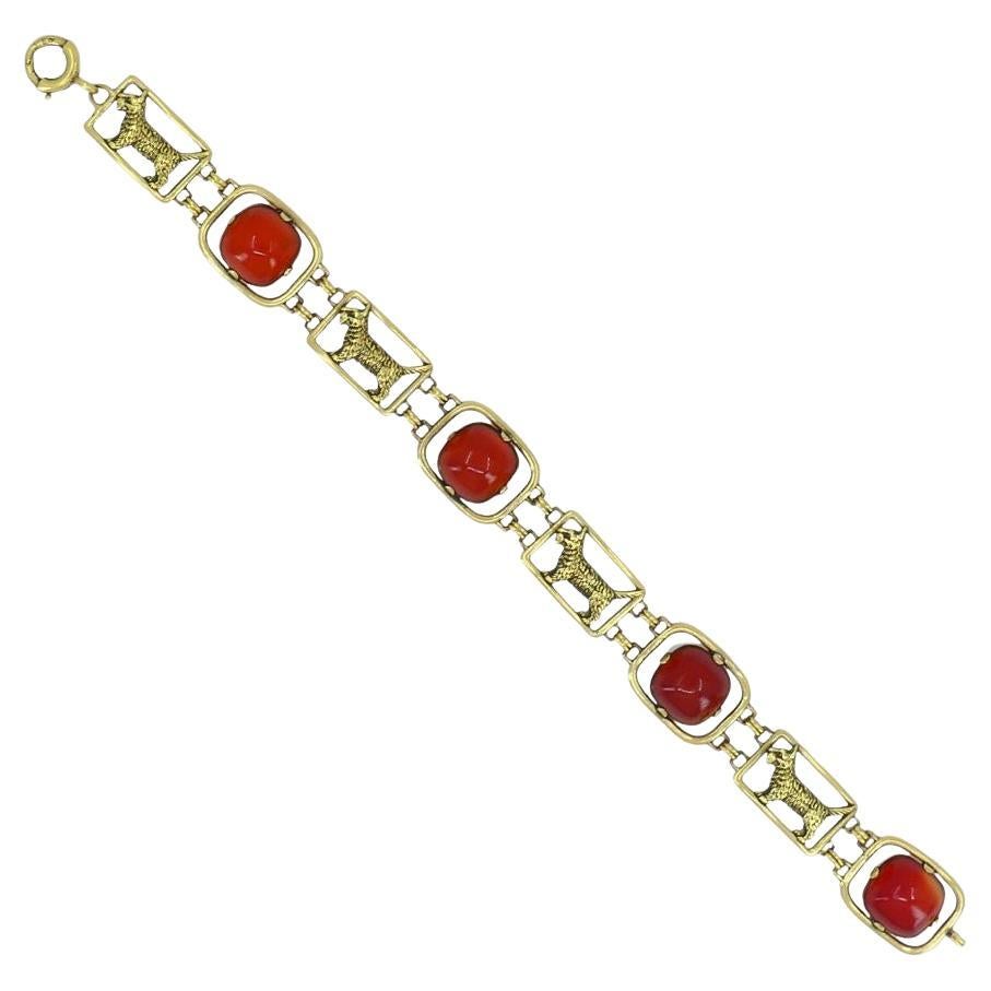 Vintage Cartier 14k Carnelian Scottish Terrier Dog Bracelet For Sale