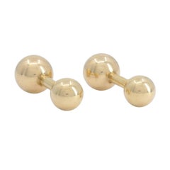 Vintage Cartier 14k Gold Barbell Cufflinks, Men's Jewelry, 1970s