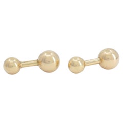 Vintage Cartier 14k Gold Barbell Cufflinks, Men's Jewelry, 1970s