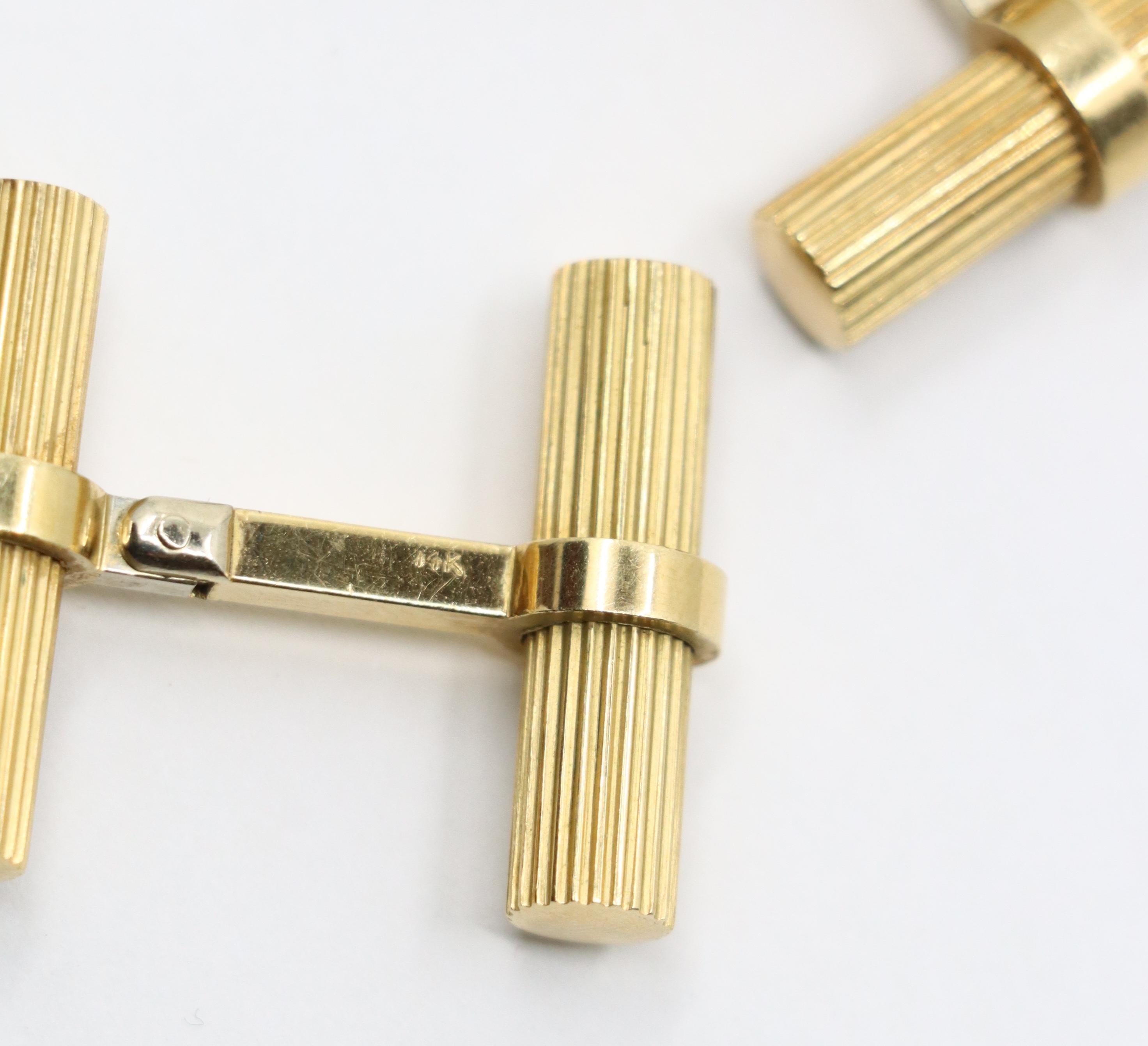 Boutons de manchette vintage Cartier en or 14 carats en vente 1