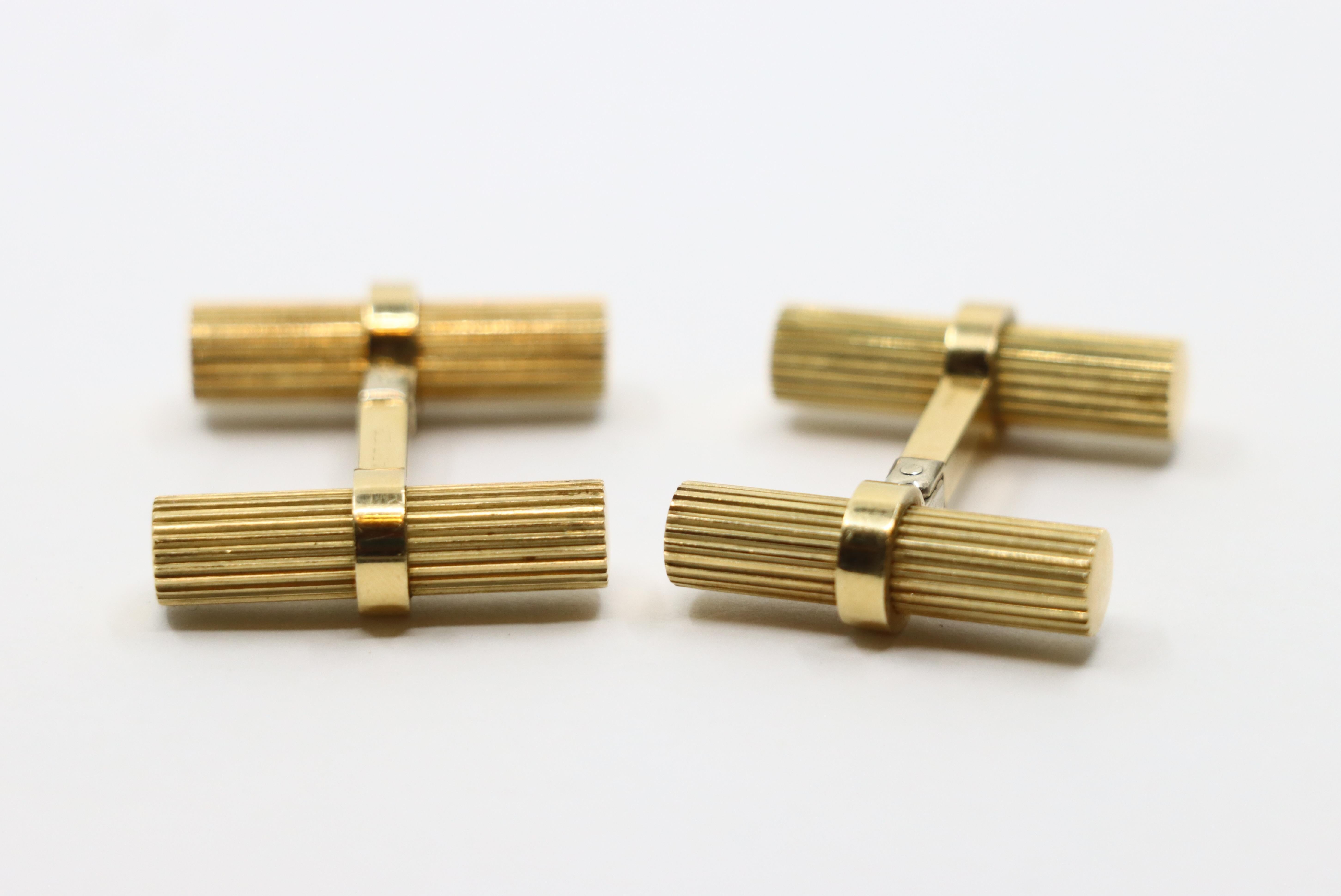 Boutons de manchette vintage Cartier en or 14 carats en vente 3