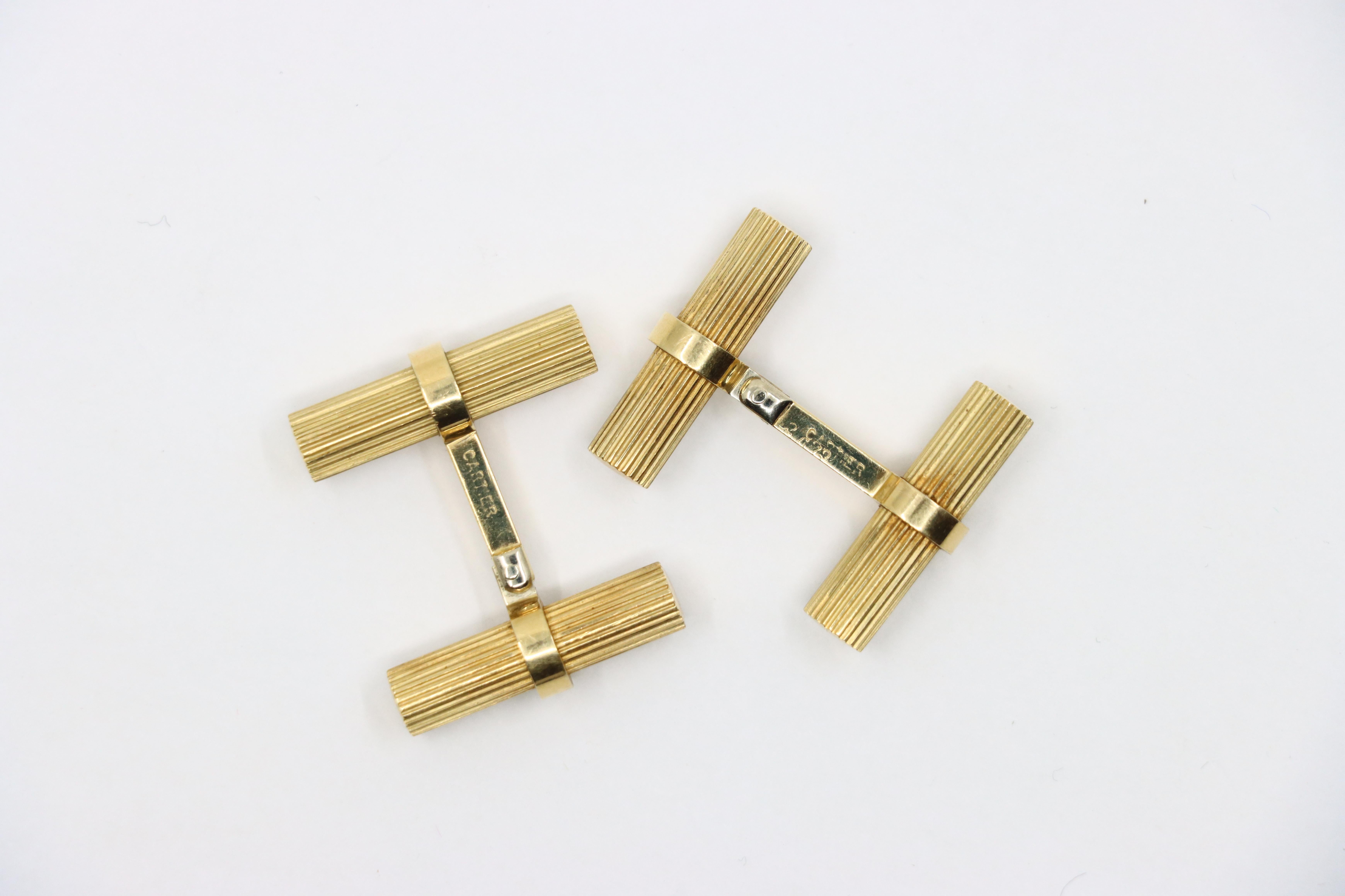 Boutons de manchette vintage Cartier en or 14 carats en vente 5