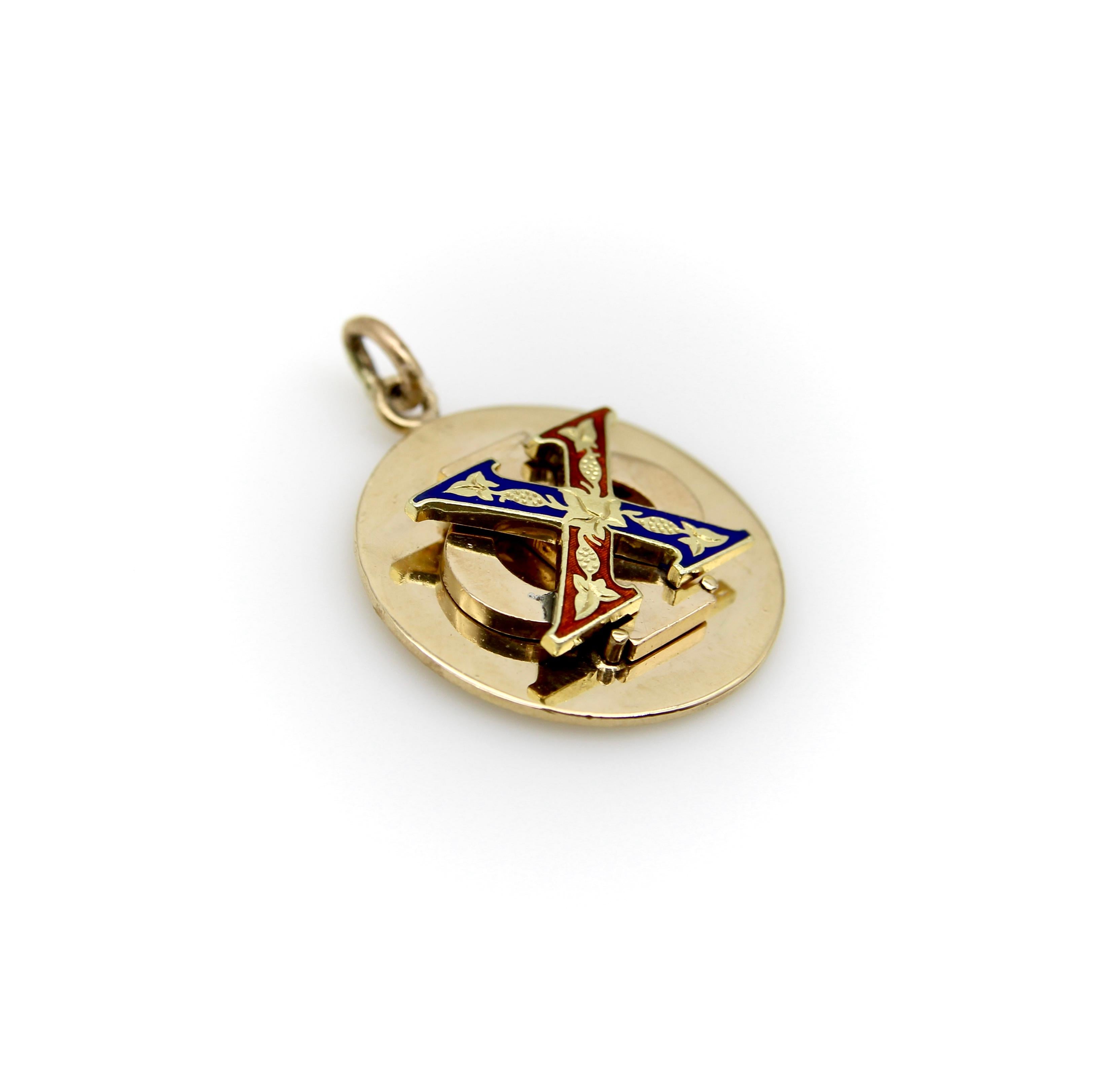 Rétro Ciondolo vintage della confraternita Chi Phi in oro 14 carati di Cartier in vendita