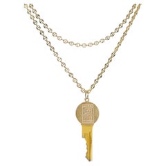 Vintage Cartier 14k Gold Rolls-Royce Key Pendant Necklace