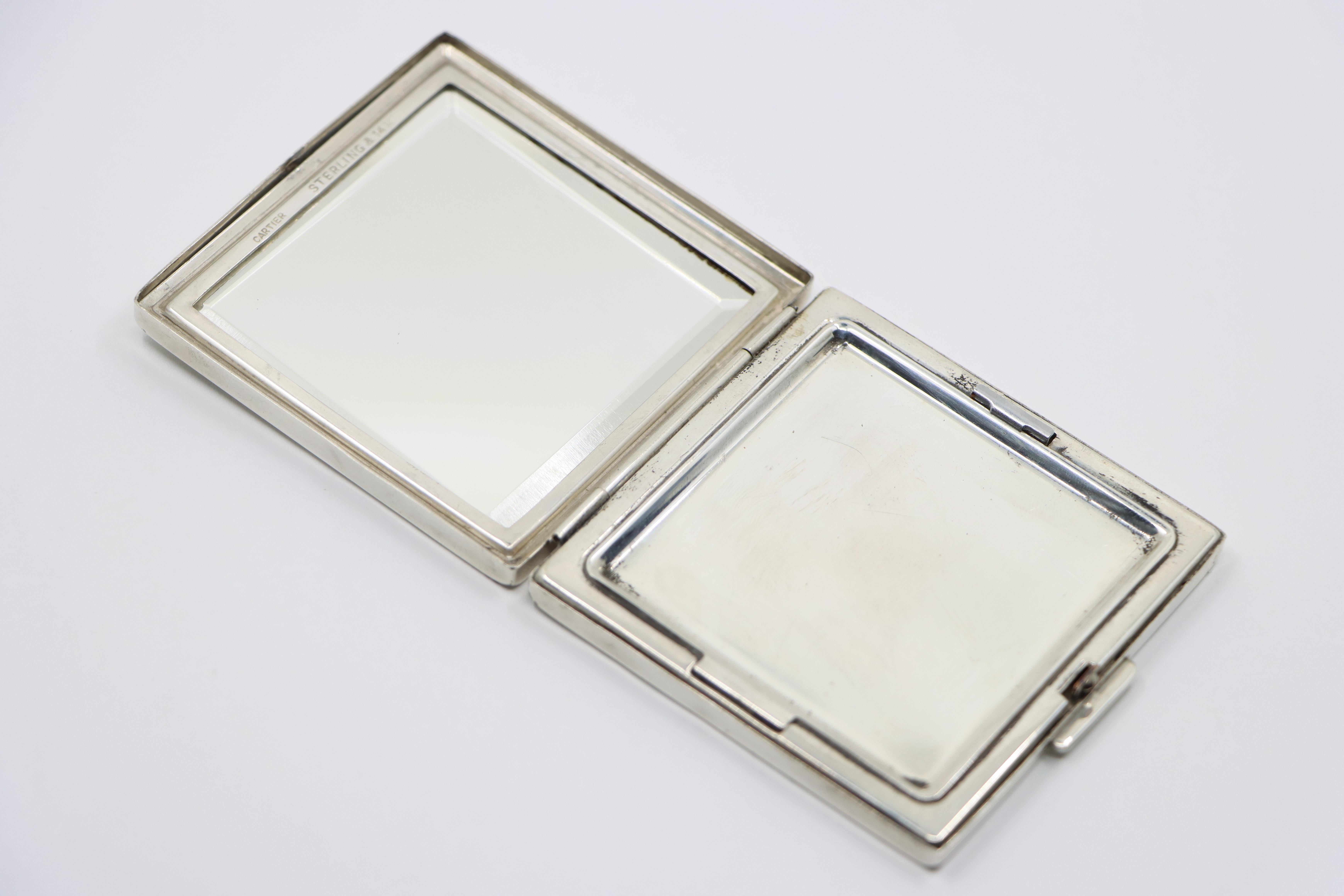 Vintage Cartier 14K Gold & Sterling Sapphire Compact Case 5