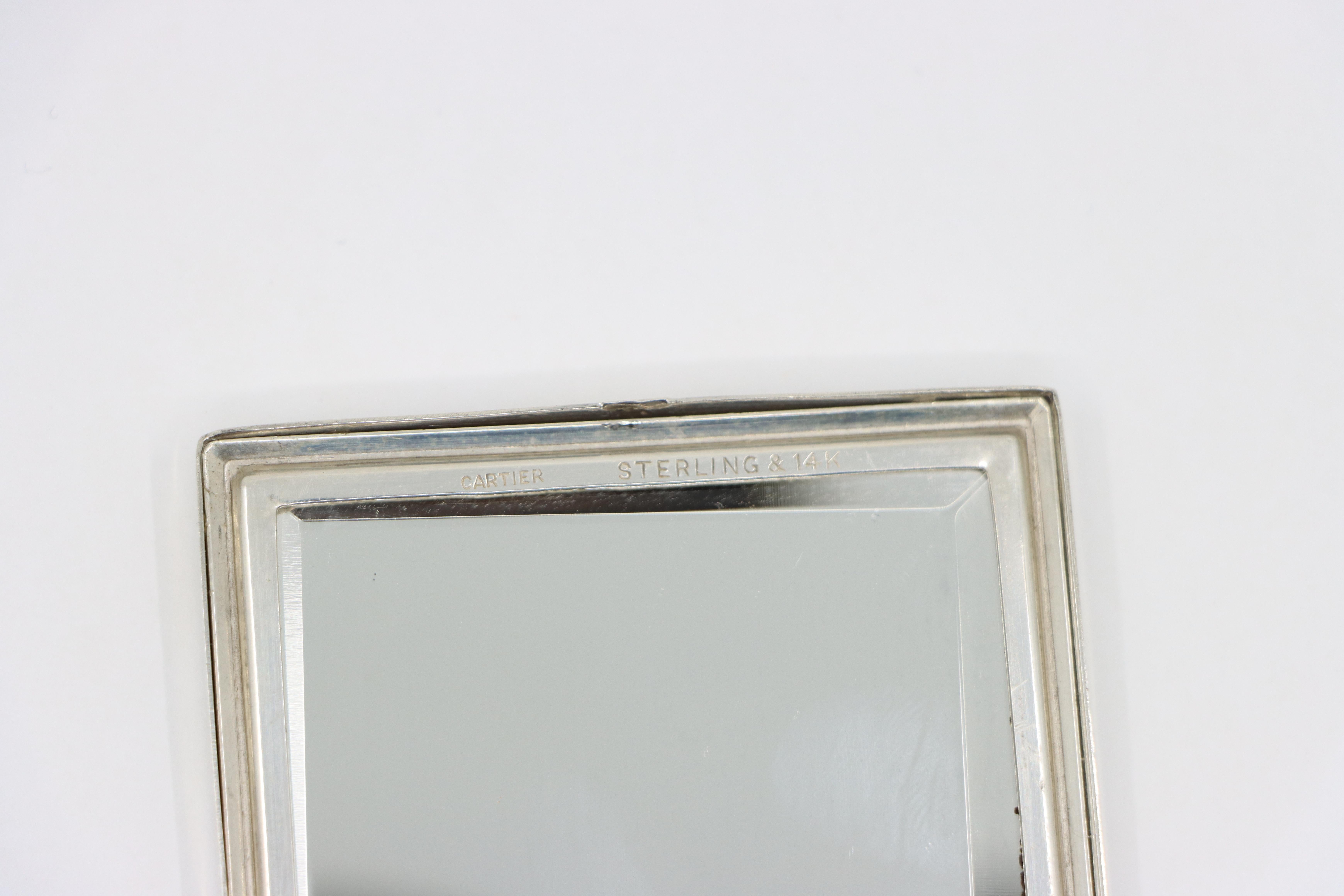 Vintage Cartier 14K Gold & Sterling Sapphire Compact Case 6