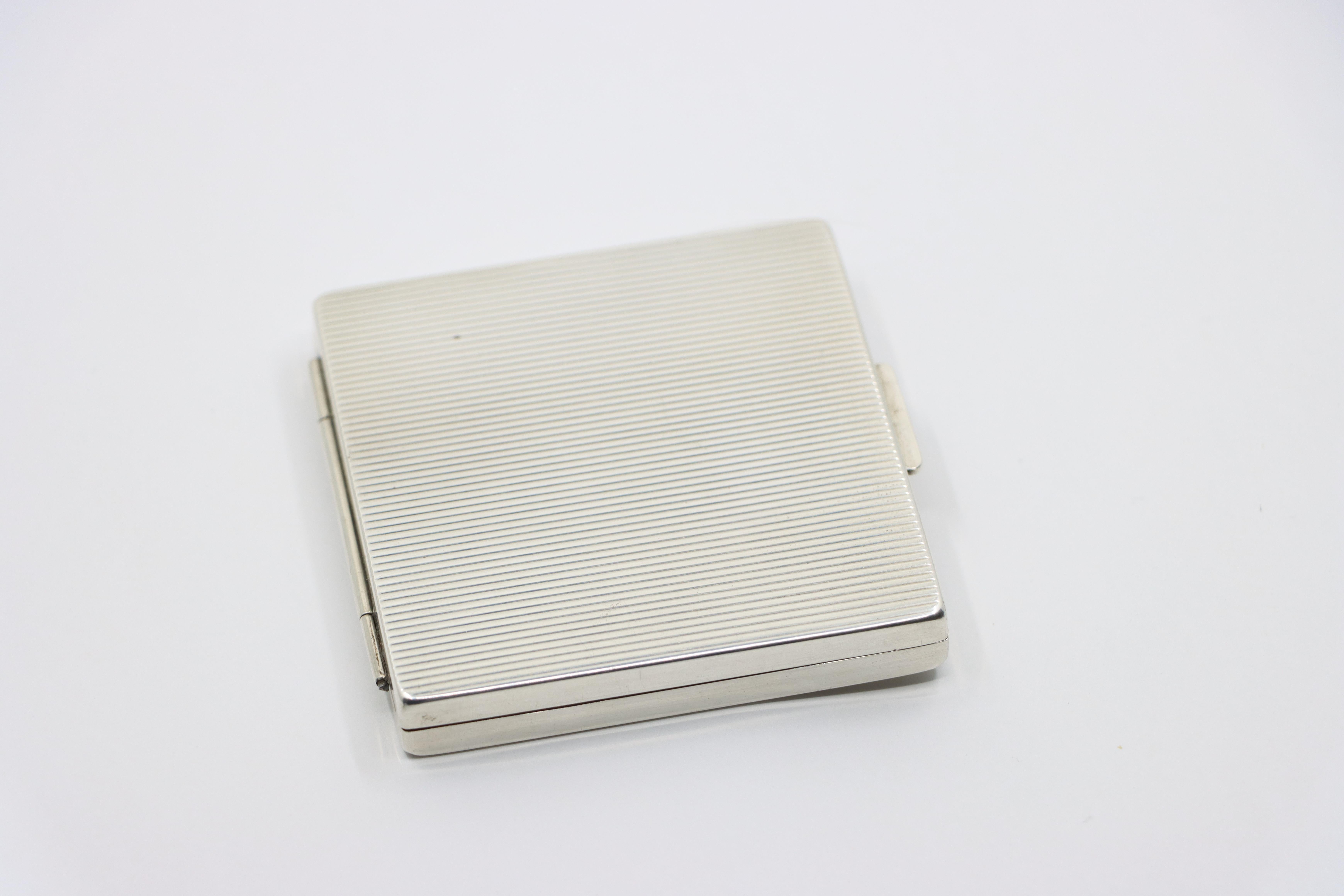 Vintage Cartier 14K Gold & Sterling Sapphire Compact Case 4
