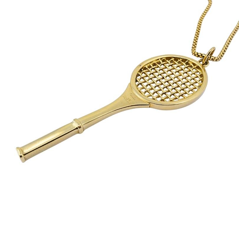 Collar vintage Cartier de oro de 14 quilates con raqueta de tenis y cadena de 14 quilates (sin firmar) en venta 2
