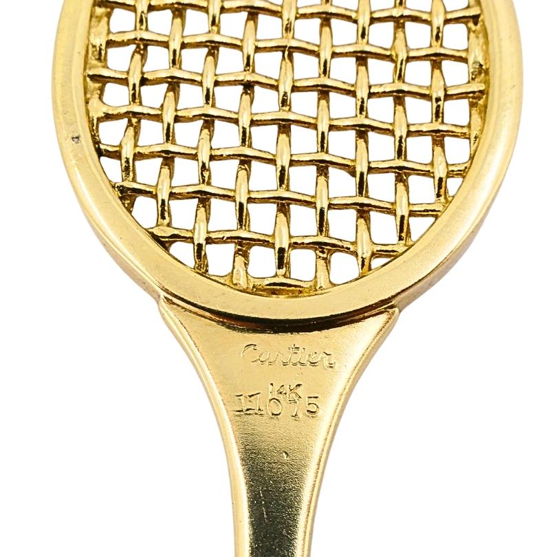 Collar vintage Cartier de oro de 14 quilates con raqueta de tenis y cadena de 14 quilates (sin firmar) en venta 4