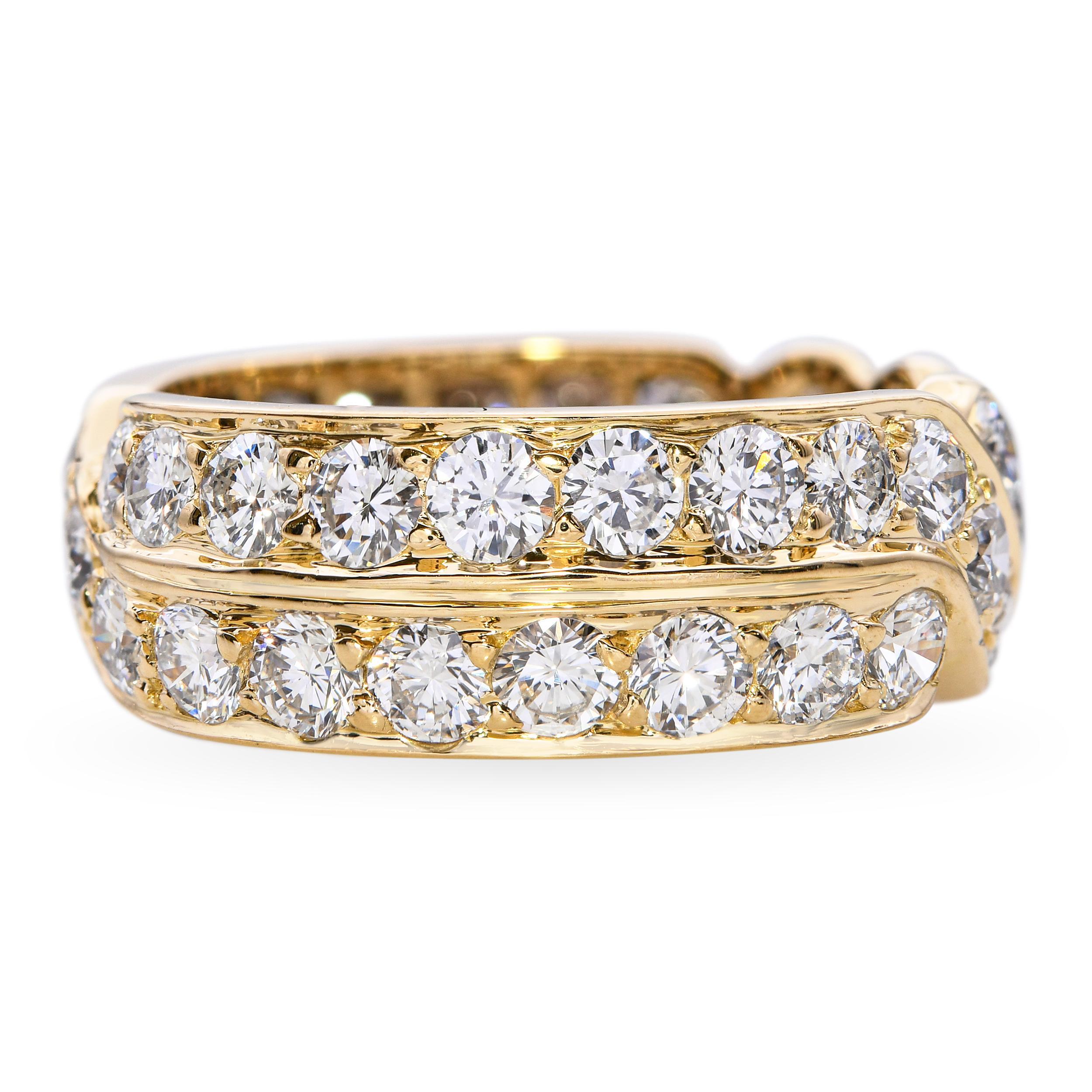 Femenino o masculino Vintage Cartier 1.76tcw Anillo Doble Eternidad Cruce de Diamantes en venta