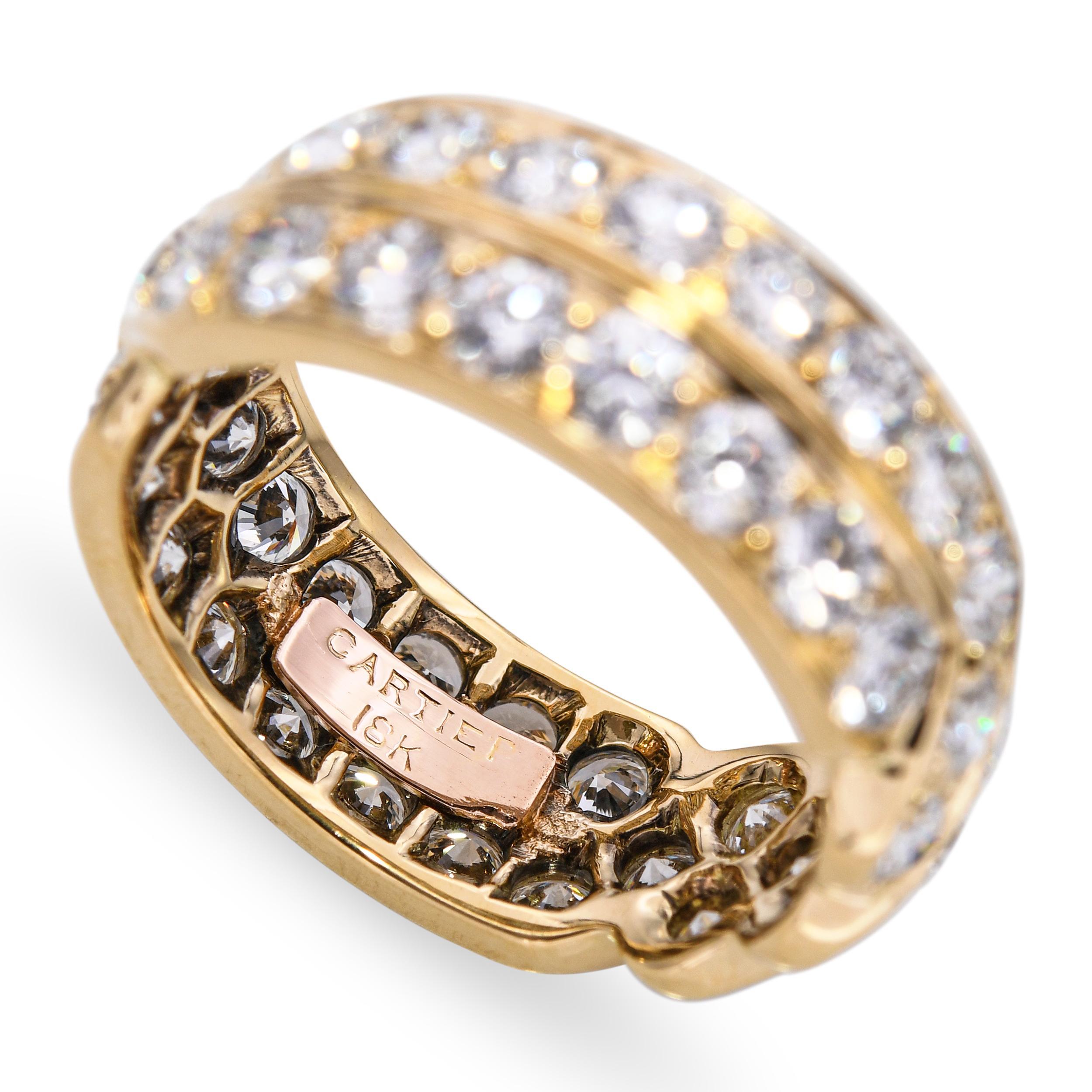 Vintage Cartier 1.76tcw Anillo Doble Eternidad Cruce de Diamantes en venta 2