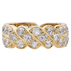 Anello a doppia fascia con diamante incrociato d
epoca di Cartier da 1,76tcw