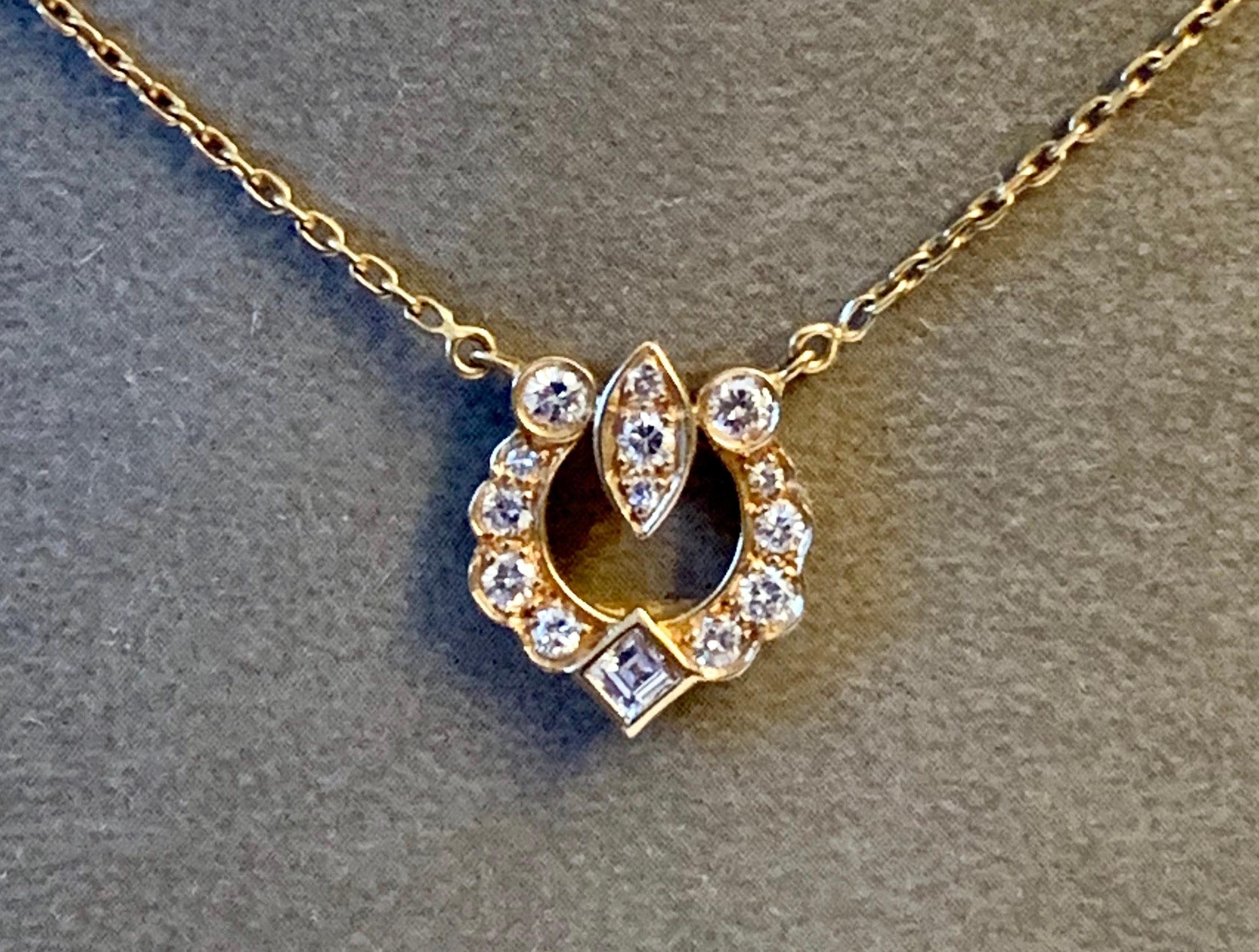 Women's or Men's Vintage Cartier 18 Karat Yellow Gold Diamond Pendant with Chain