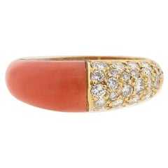 Vintage Cartier 18 Karat Coral Diamond Band Ring