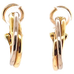 Vintage Cartier 18 Karat Gold Tricolor Trinity Hoop Earrings