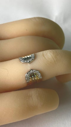 Vintage Cartier 18 Karat Three Color Gold Open Diamond Band