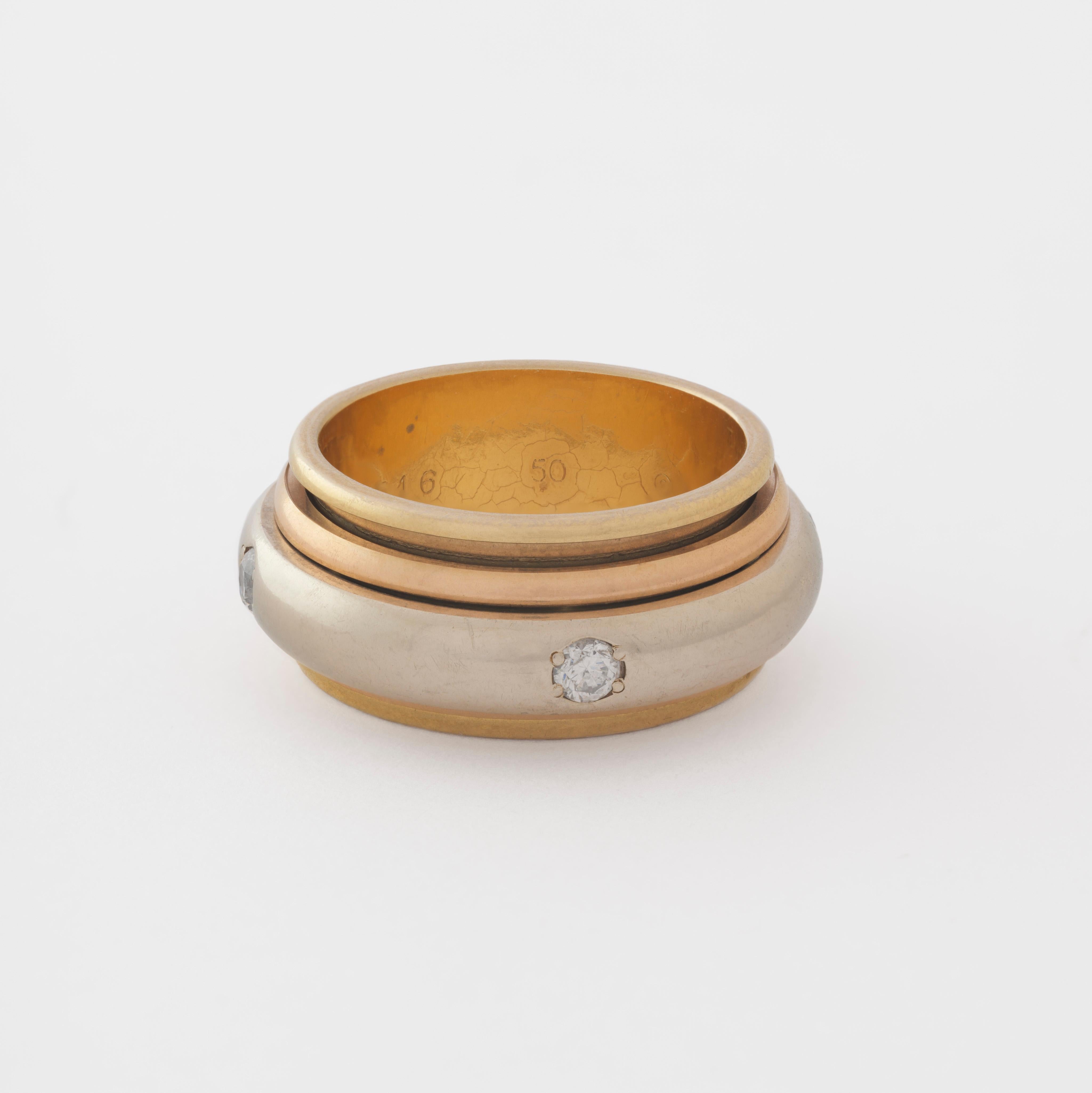 Anello Trinity Spinner d'epoca in oro 18 carati tricolore Cartier in vendita 1