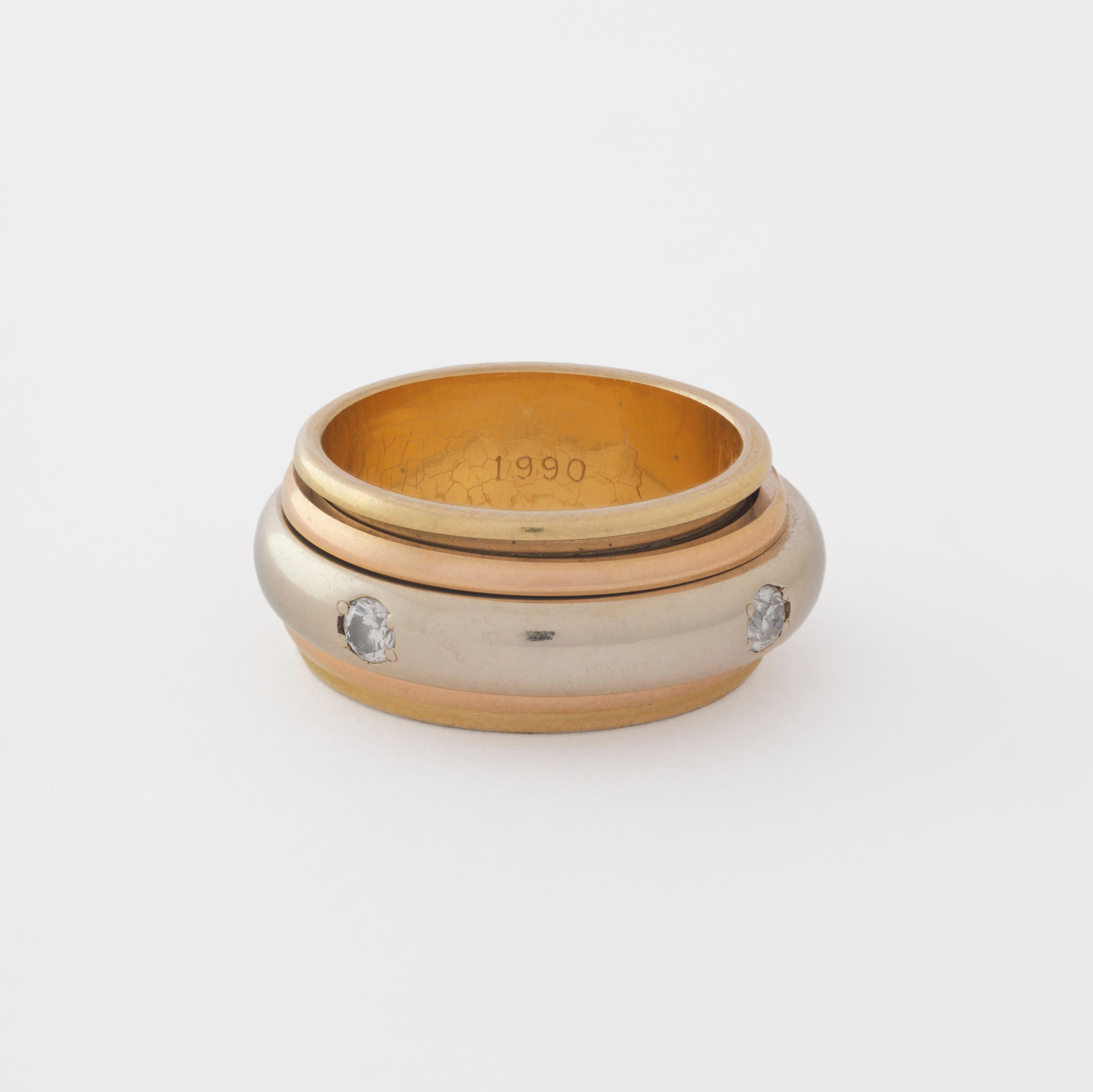 Anello Trinity Spinner d'epoca in oro 18 carati tricolore Cartier in vendita 2