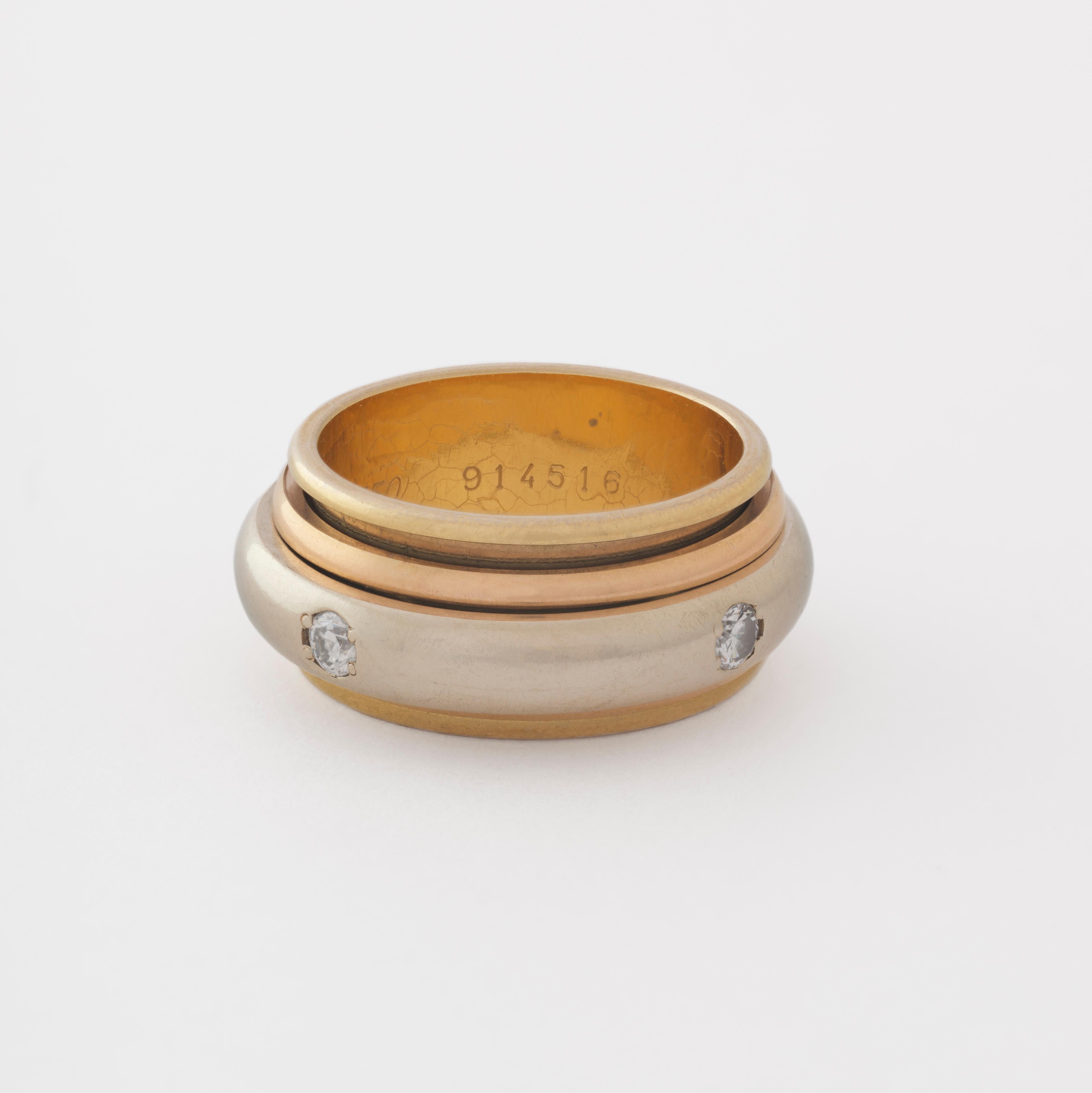 Anello Trinity Spinner d'epoca in oro 18 carati tricolore Cartier in vendita 3