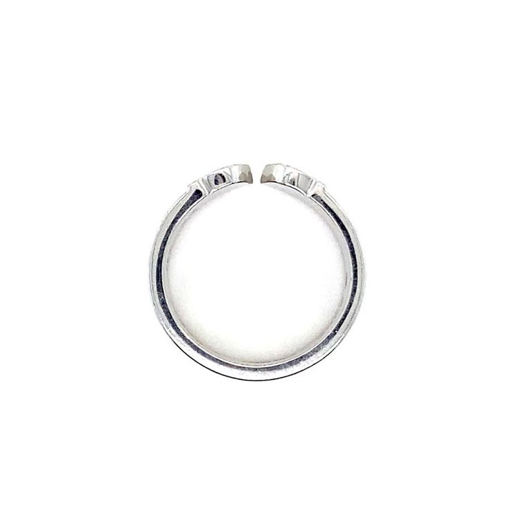 Vintage Cartier 18 Karat White Gold Double C Logo Ring For Sale at 1stDibs