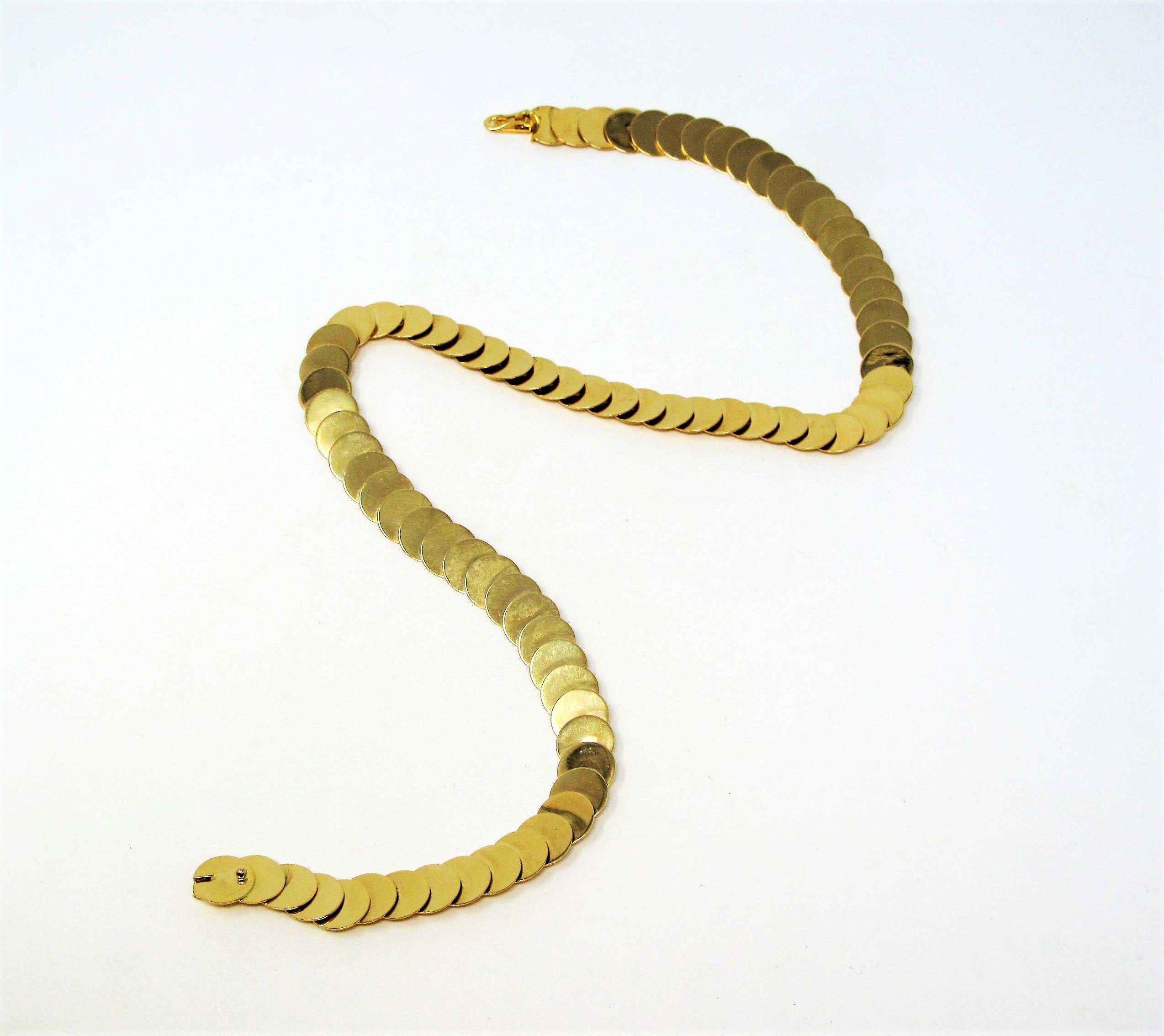Rare Vintage Cartier 18 Karat Yellow Gold Disc Collar Necklace 16.75 Inches 3