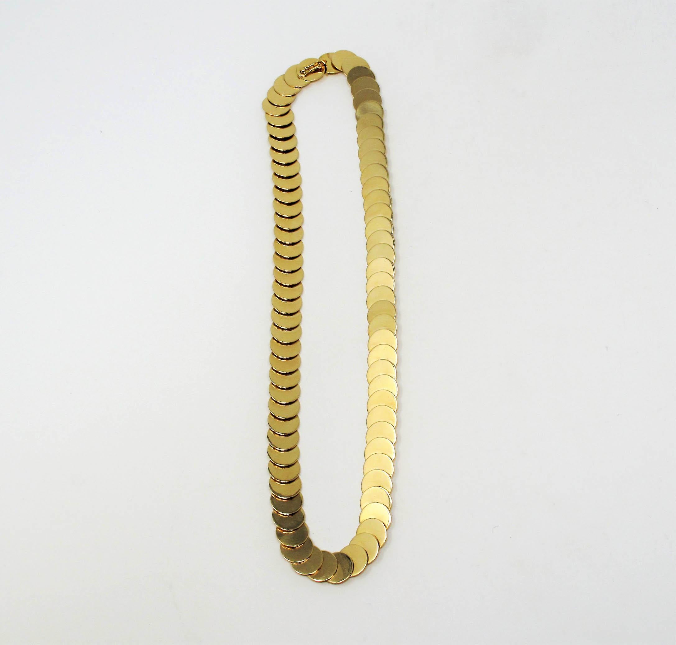 Modern Rare Vintage Cartier 18 Karat Yellow Gold Disc Collar Necklace 16.75 Inches