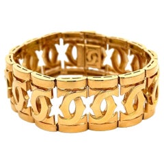 Cartier 18 Karat Gelbgold Doppel-C Breites Gliederarmband