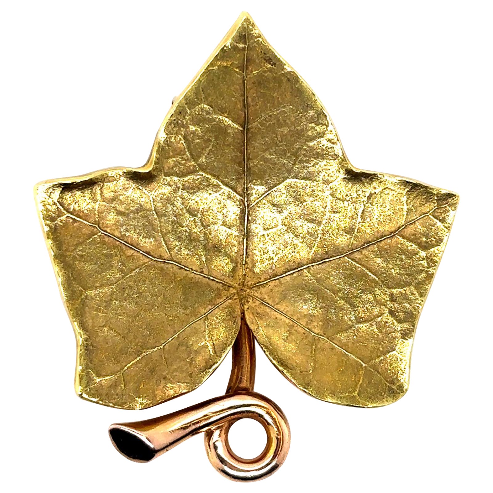 Vintage Cartier 18 Karat Gelbgold Efeublatt-Brosche, CIRCA 1990