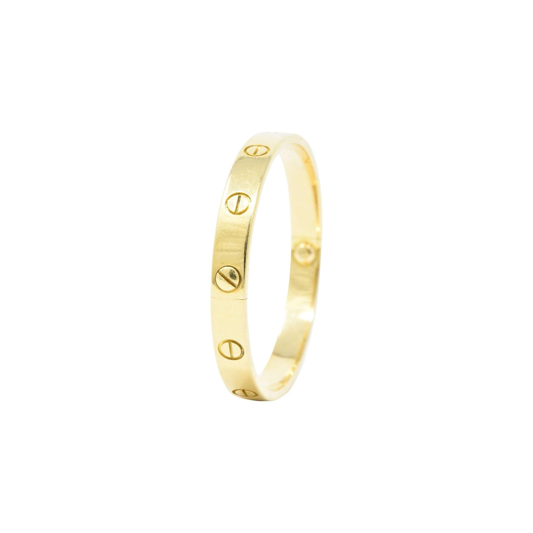 Modern Vintage Cartier 18 Karat Yellow Gold “LOVE” Bangle Bracelet