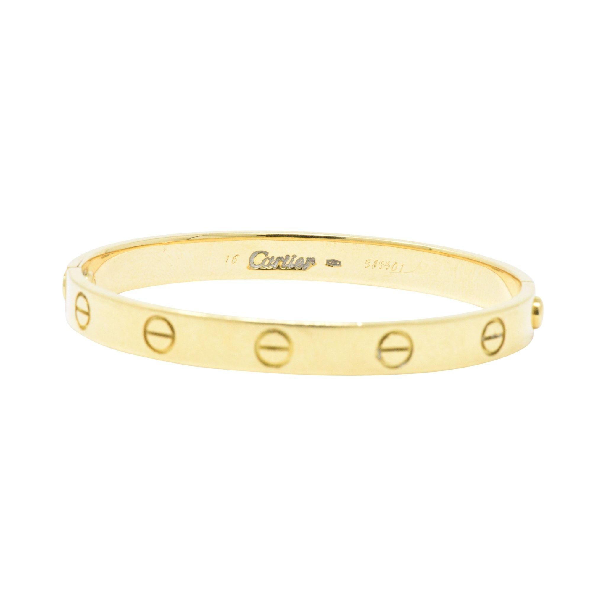 Vintage Cartier 18 Karat Yellow Gold “LOVE” Bangle Bracelet 1