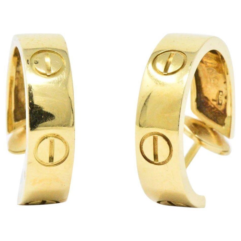Vintage Cartier 18 Karat Yellow Gold Love Hoop Earrings at 1stDibs