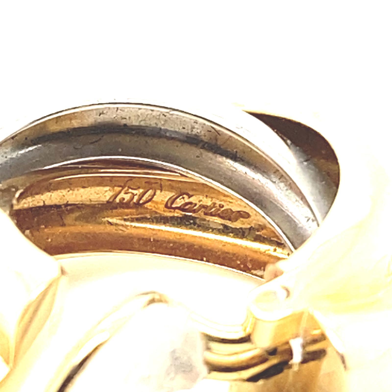 Vintage Cartier 18 Karat Gelb Weiß Rose Gold Trinity Hoop Ohrringe 2