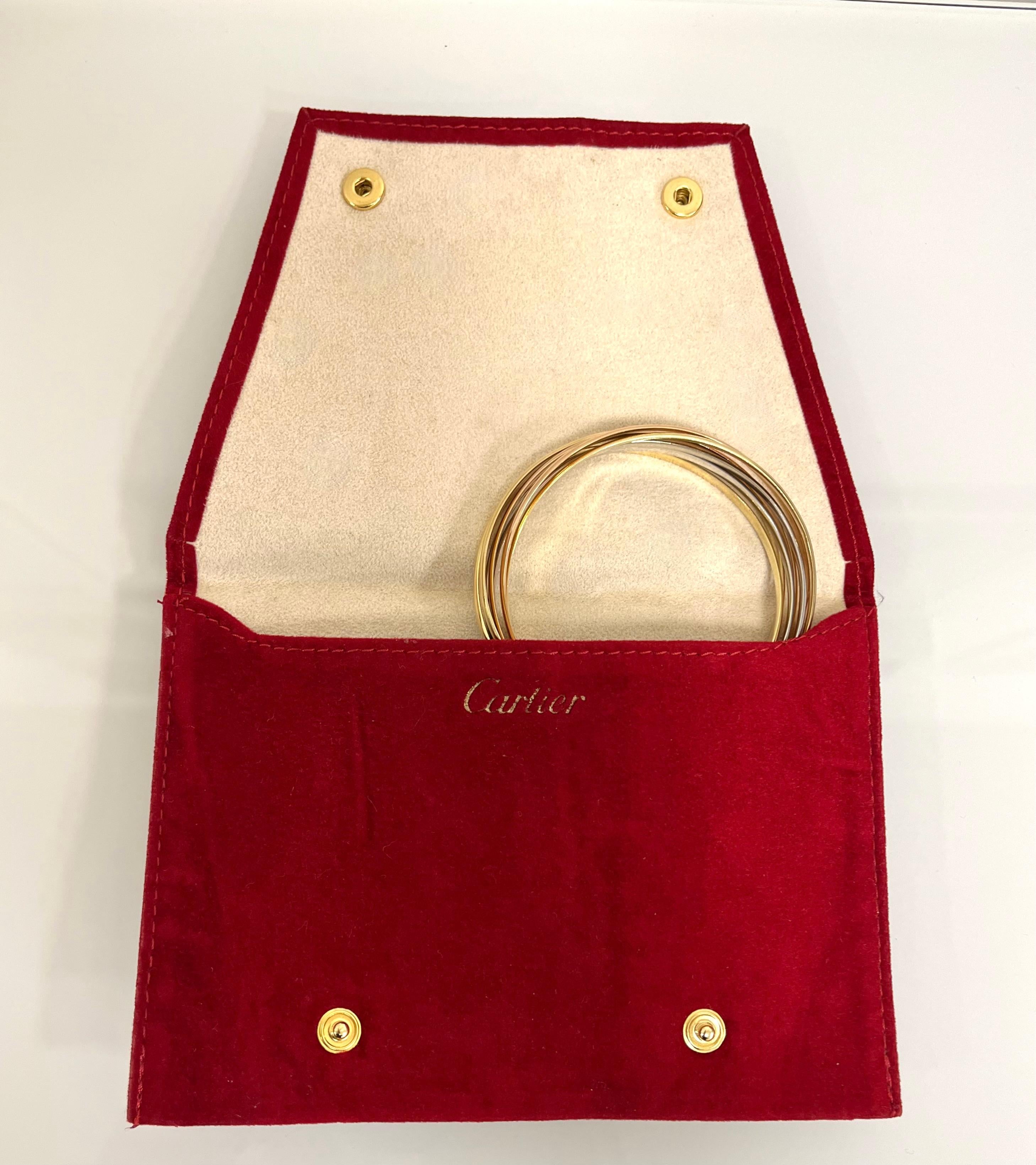 Modern Vintage Cartier 18 Kt. Three-Tone Gold Trinity Rolling 7 Bangle Bracelet